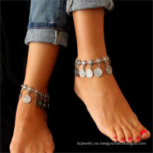 Shangjie OEM Tobillera Bohemian Vintage Moned Monedas Tassel Anklet Dainty Anklet Money Sign